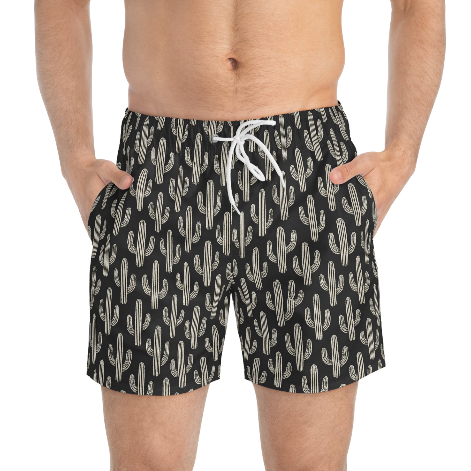 Desert Runners Co. – Black & Tan Cactus Swim Trunks