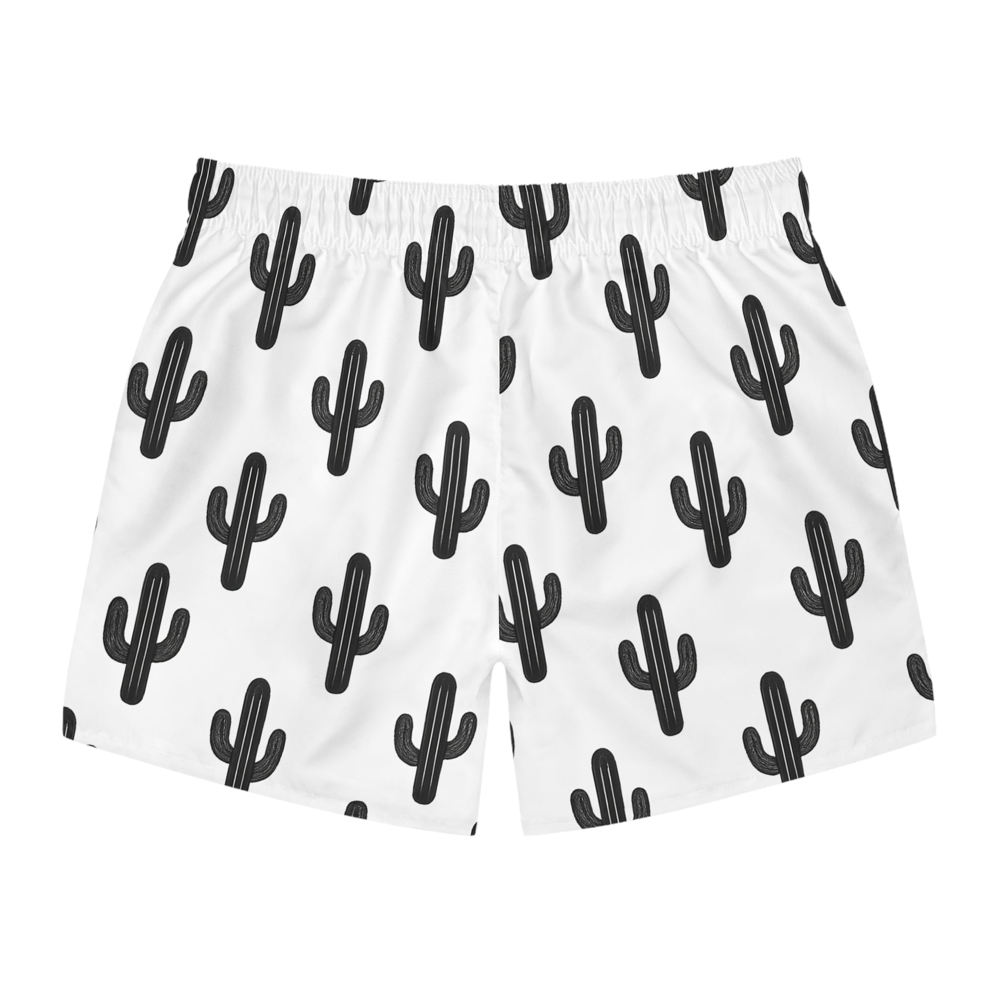 Desert Runners Co. – White Cactus Pattern Swim Trunks