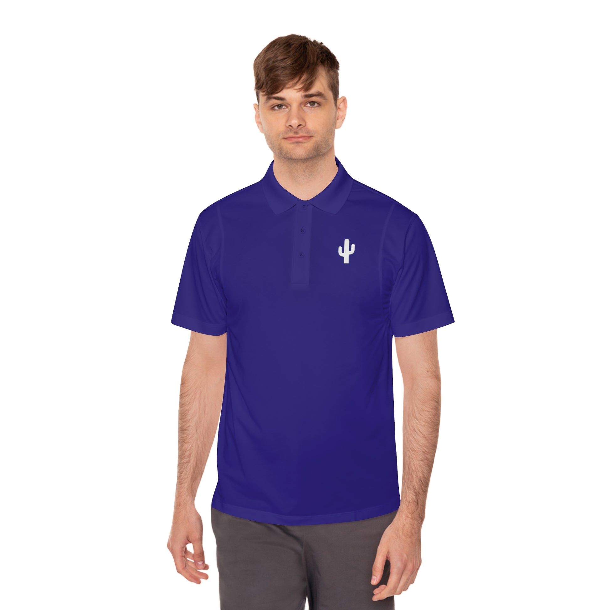 Minimal White Cactus Polo Logo – Desert Runners Co.